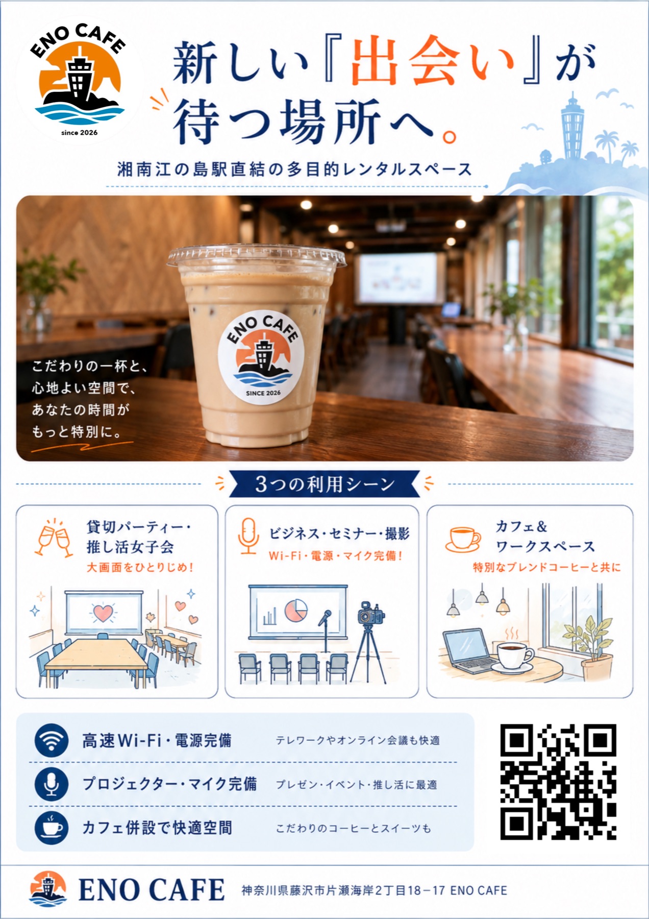 ENO CAFEの利用シーンを案内するポスター